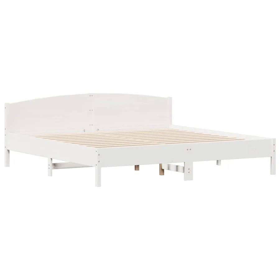 Cadre de lit sans matelas blanc 180x200 cm bois massif de pin - 3