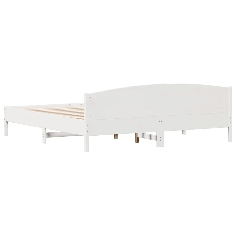 Cadre de lit sans matelas blanc 180x200 cm bois massif de pin - 6