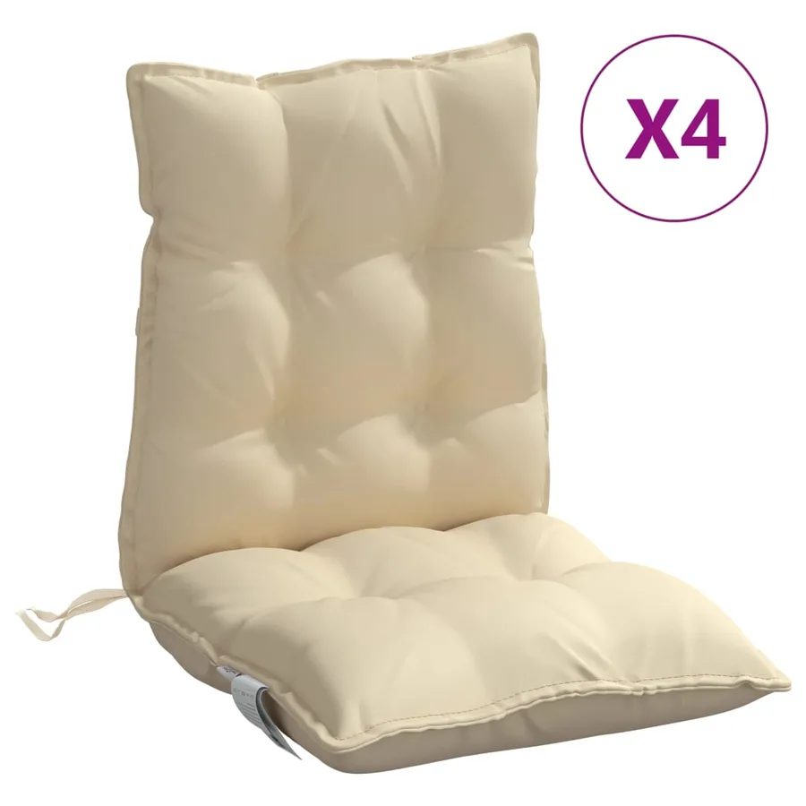 Coussins de chaise à dossier bas lot de 4 beige tissu oxford - 2