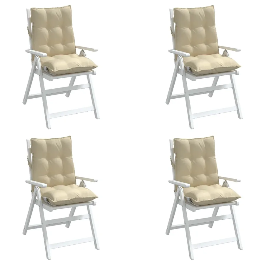 Coussins de chaise à dossier bas lot de 4 beige tissu oxford - 4