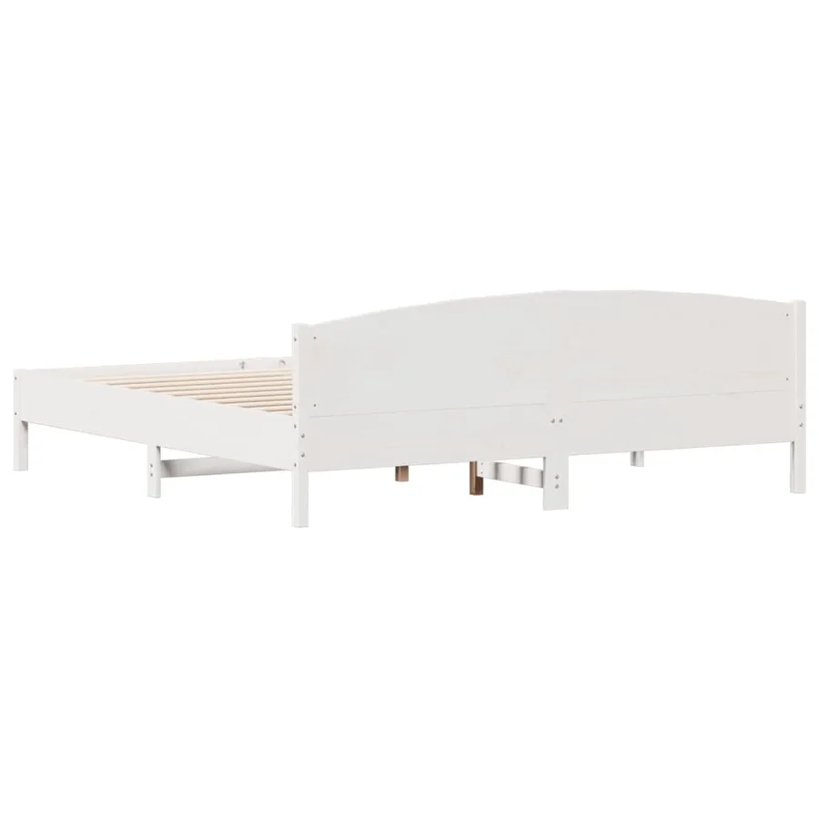 Cadre de lit et tête de lit blanc 180x200 cm bois de pin massif - 6