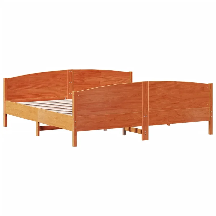 Cadre de lit et tête de lit cire marron 200x200 cm bois de pin - 2