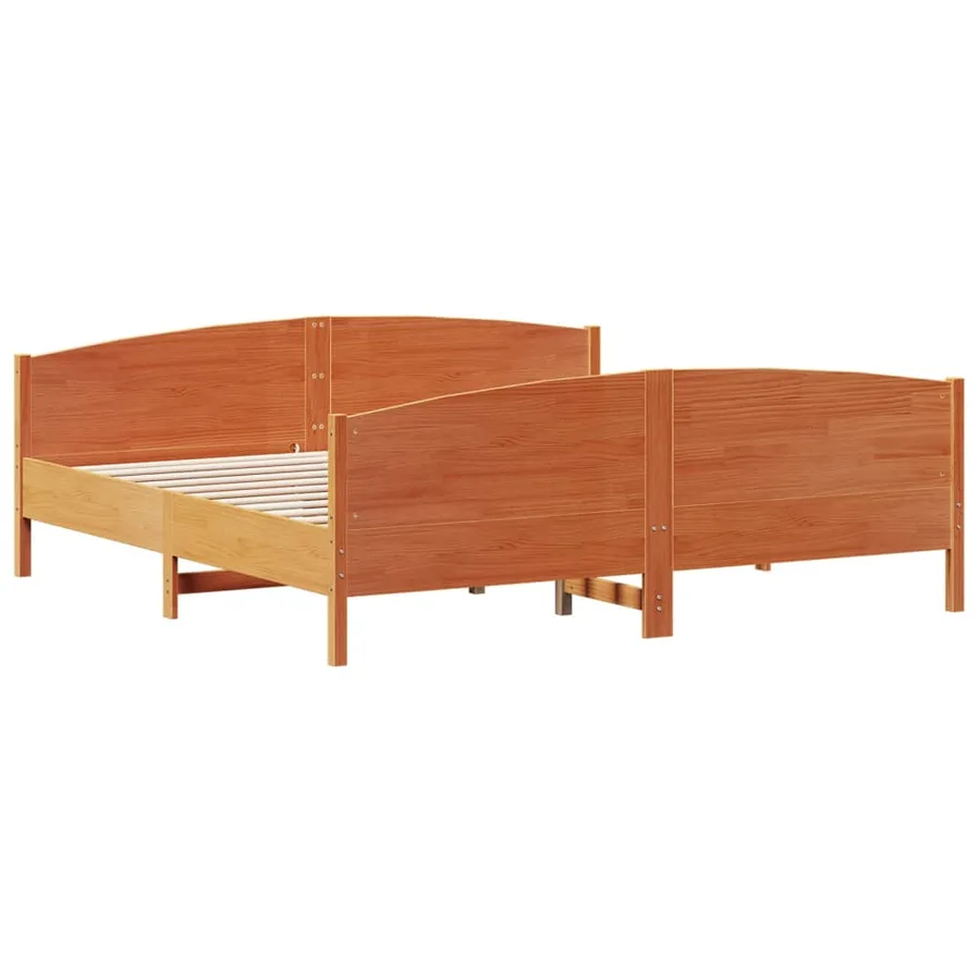 Cadre de lit et tête de lit cire marron 200x200 cm bois de pin - 6