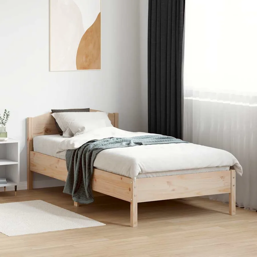 Cadre de lit sans matelas 75x190 cm bois de pin massif - 3