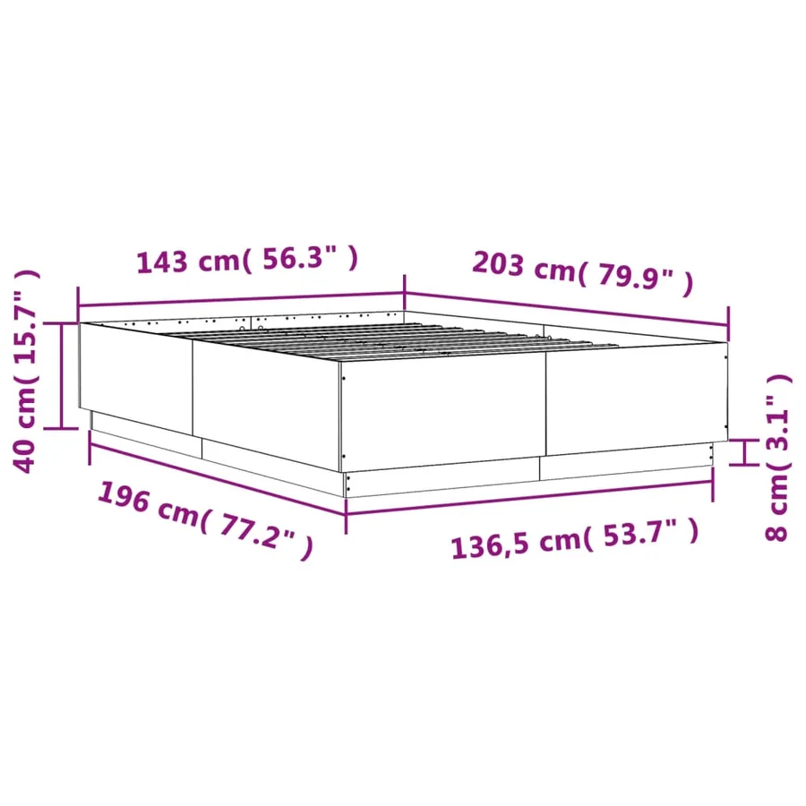 Cadre de lit sans matelas chêne sonoma 140x200 cm - 9