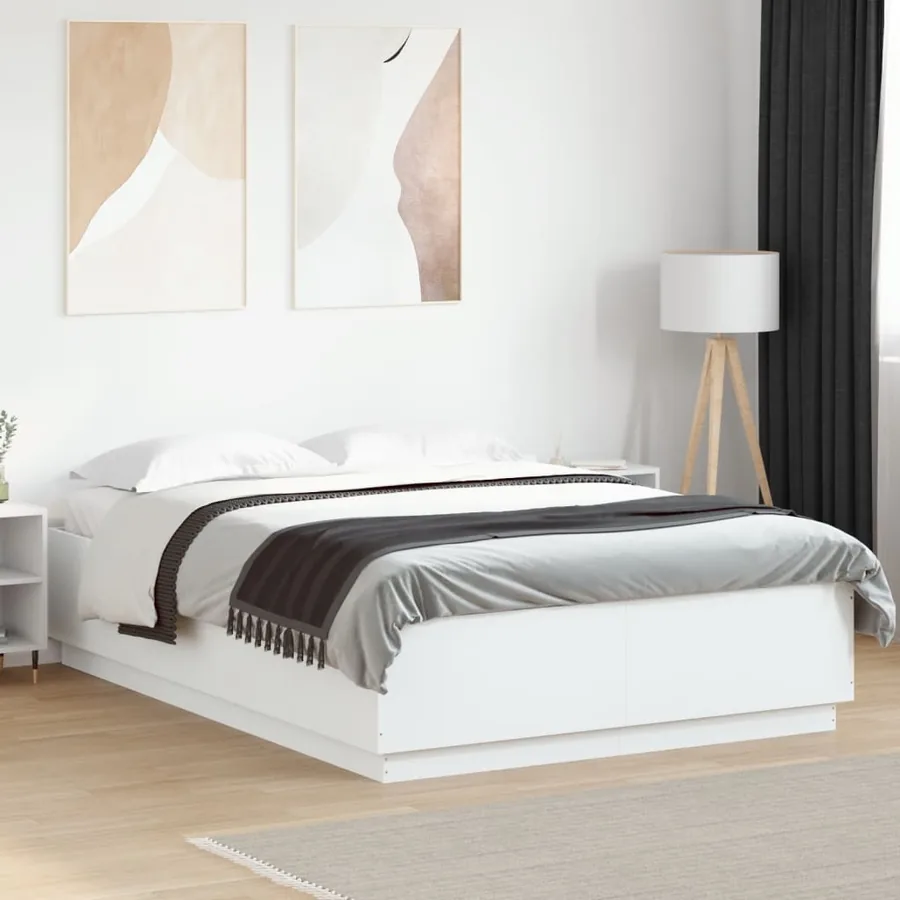 Cadre de lit sans matelas blanc 150x200 cm