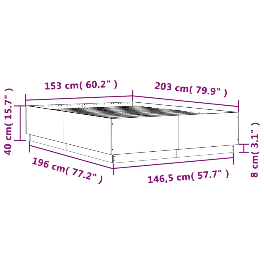 Cadre de lit sans matelas blanc 150x200 cm - 9