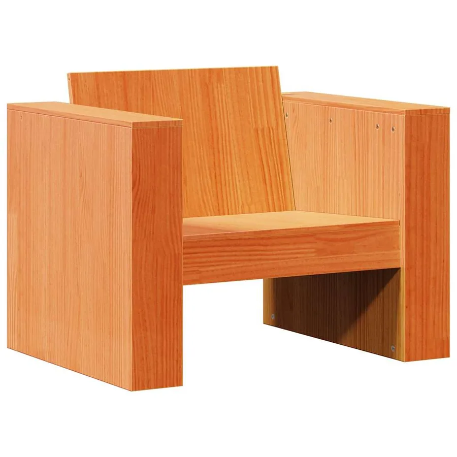 Salon de jardin 2 pcs cire marron bois de pin massif - 4