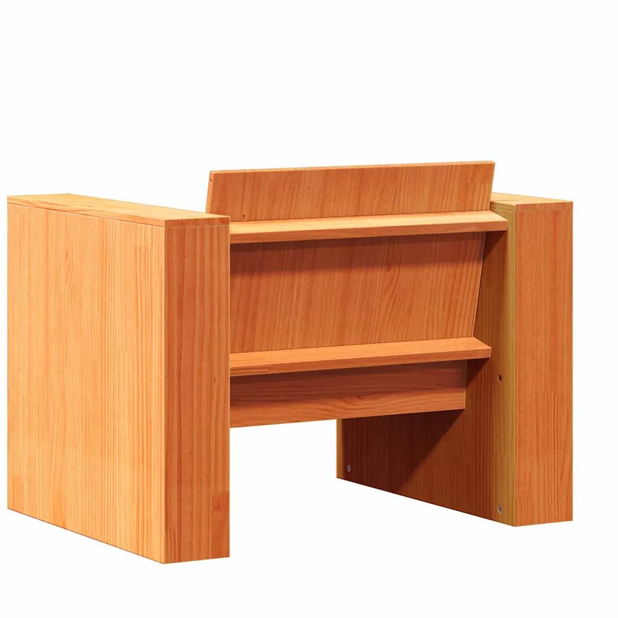 Salon de jardin 2 pcs cire marron bois de pin massif - 7