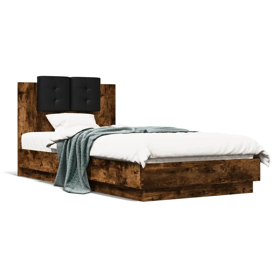 Cadre de lit sans matelas chêne fumé 90x190 cm - 2