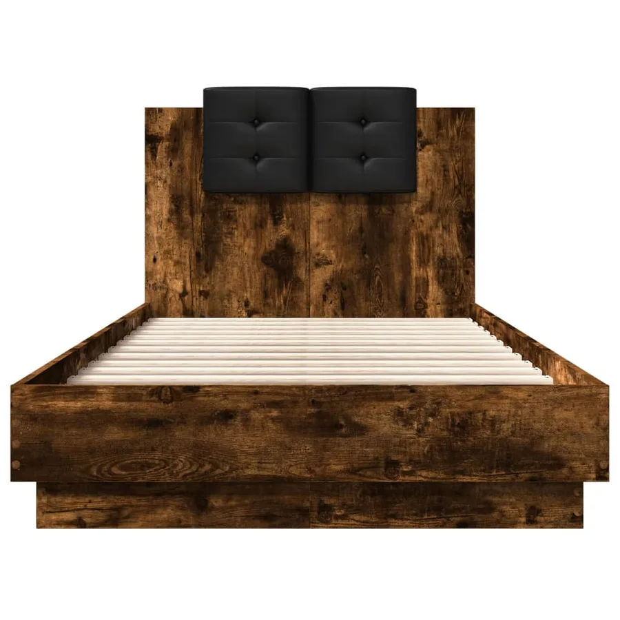 Cadre de lit sans matelas chêne fumé 90x190 cm - 4