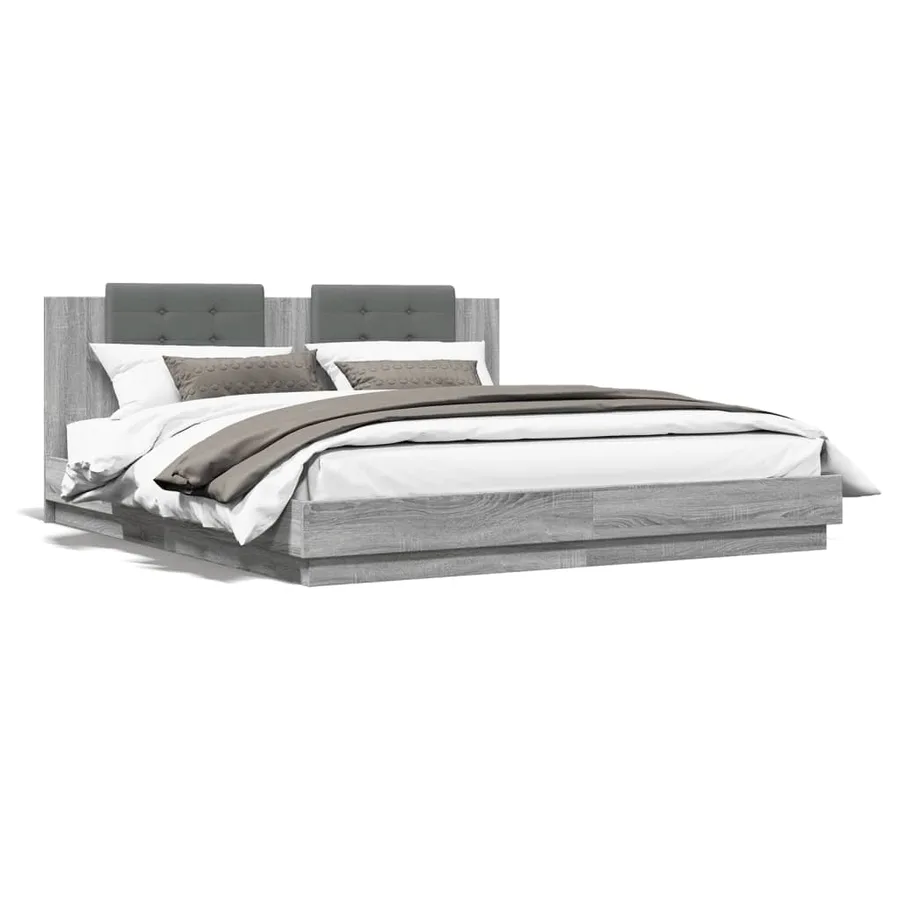 Cadre de lit avec LED sans matelas sonoma gris 160x200 cm - 5