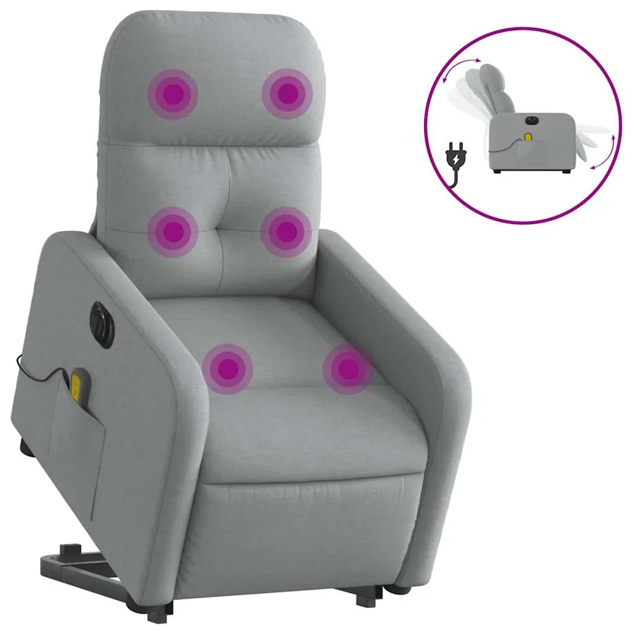 Fauteuil inclinable de massage électrique Gris clair Tissu - 2