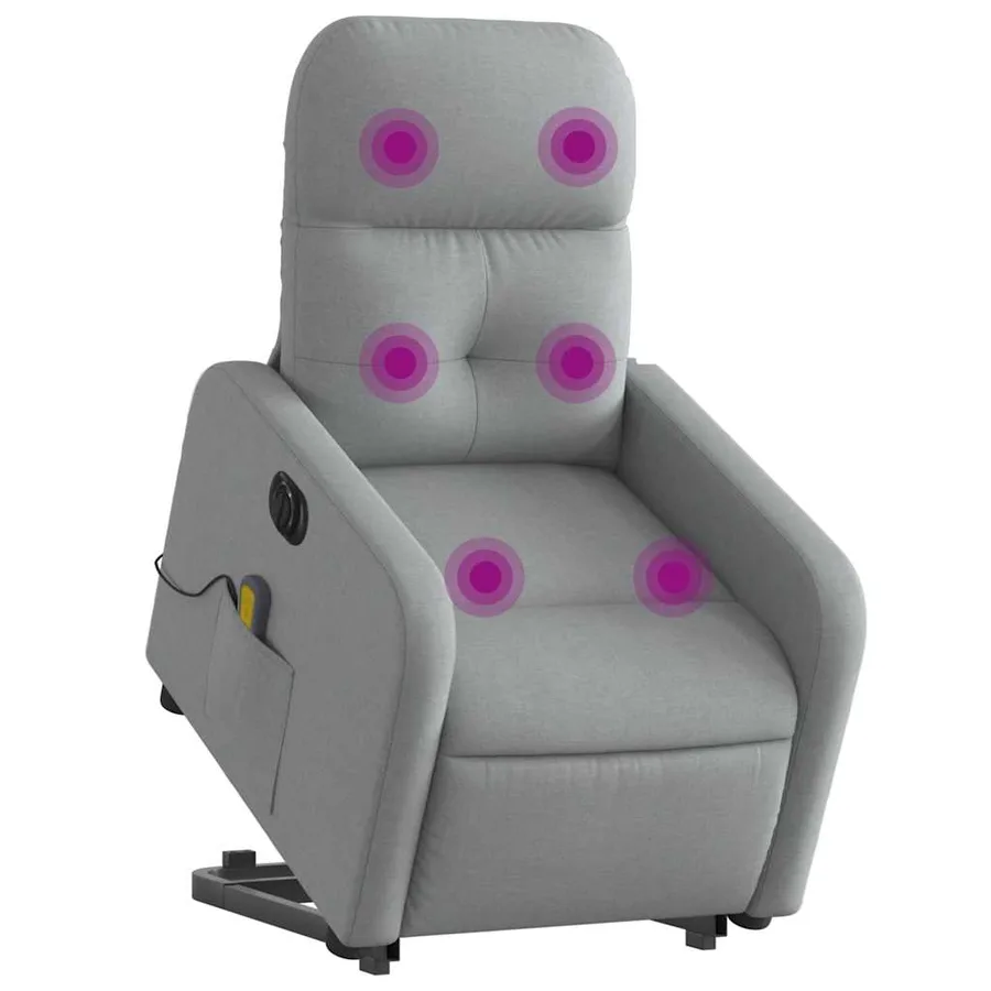 Fauteuil inclinable de massage électrique Gris clair Tissu - 3
