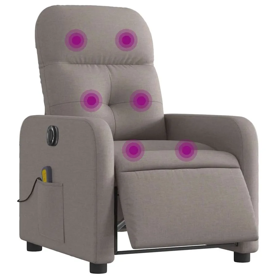 Fauteuil de massage inclinable électrique Taupe Tissu - 3
