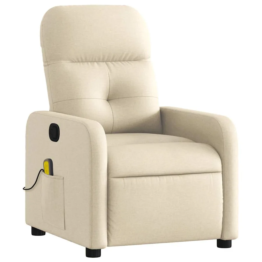 Fauteuil de massage inclinable Crème Tissu - 3