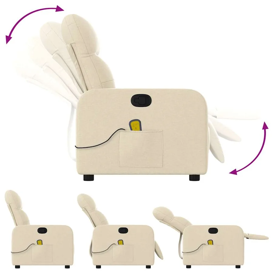 Fauteuil de massage inclinable Crème Tissu - 5