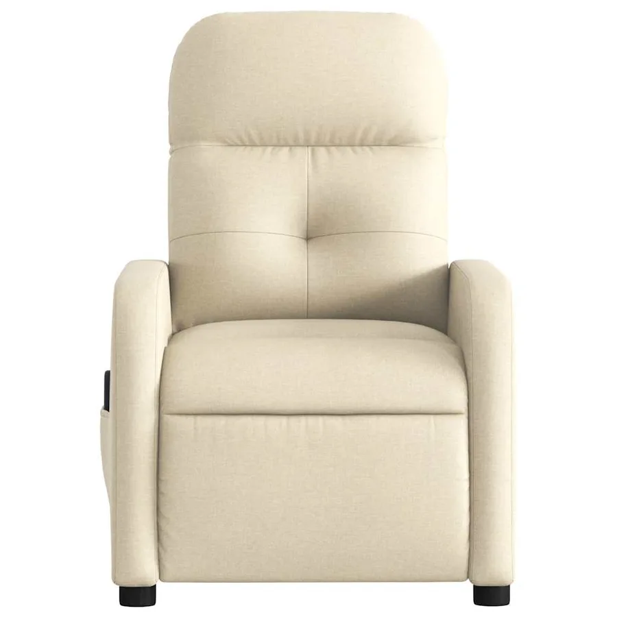 Fauteuil de massage inclinable Crème Tissu - 7