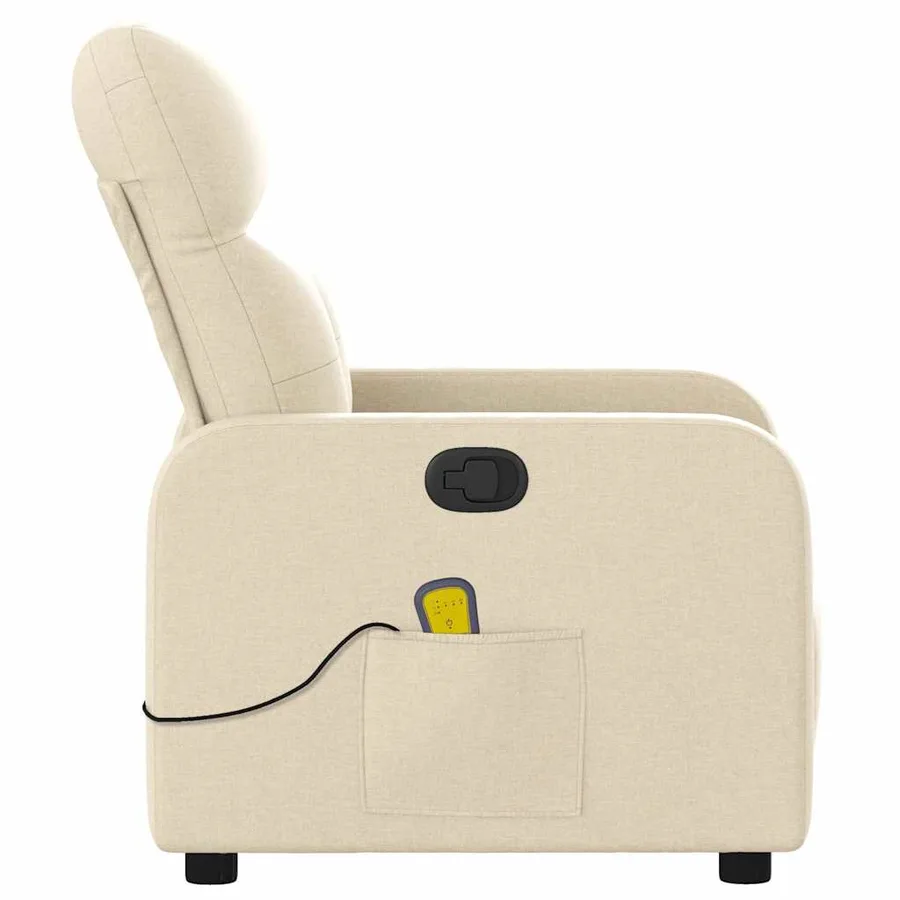 Fauteuil de massage inclinable Crème Tissu - 8