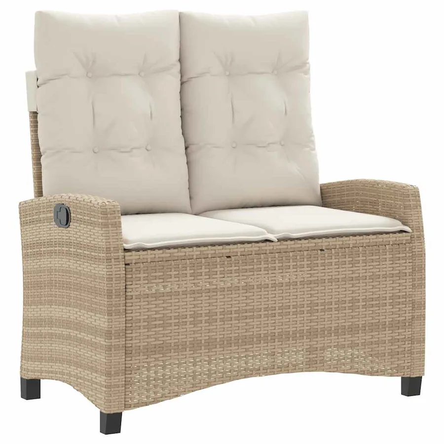 Ensemble à manger de jardin et coussins 2 pcs beige poly rotin - 3