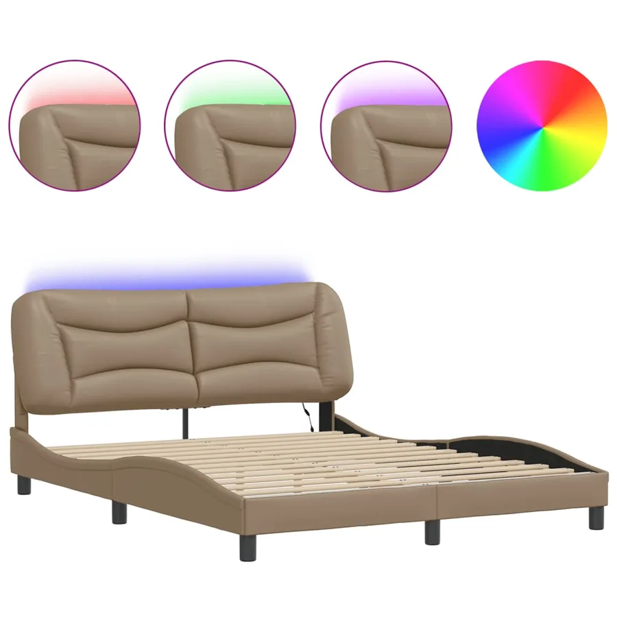Cadre de lit avec LED sans matelas Hvar cappuccino 160x200 cm - 2