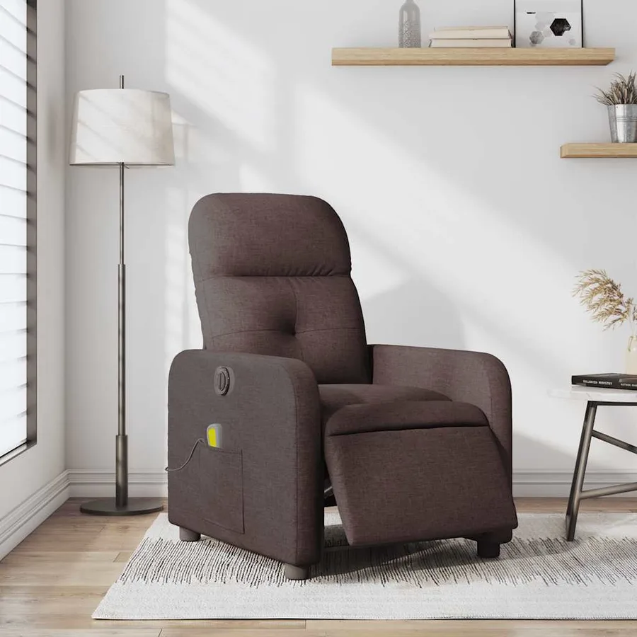 Fauteuil de massage inclinable électrique Marron foncé Tissu - 16