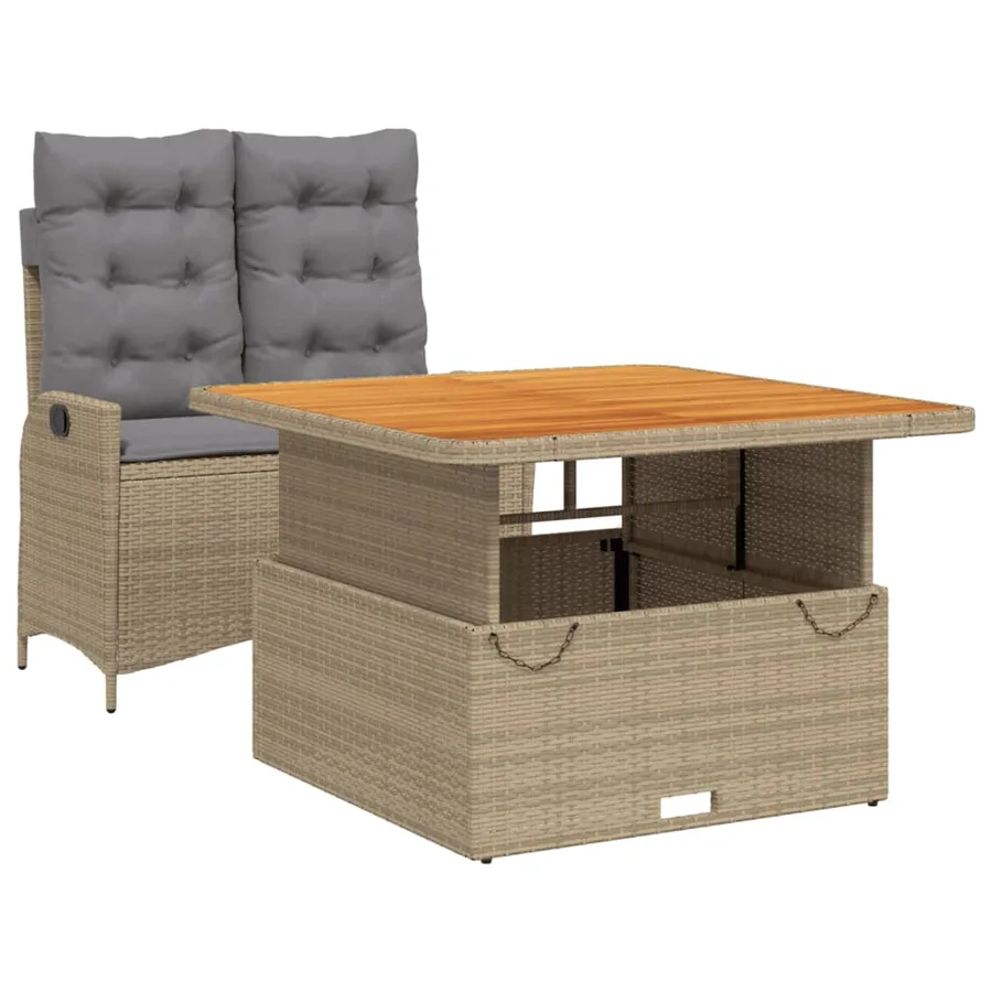Ensemble à manger de jardin et coussins 2 pcs beige poly rotin - 2