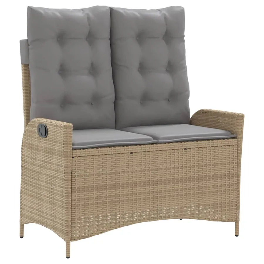 Ensemble à manger de jardin et coussins 2 pcs beige poly rotin - 4