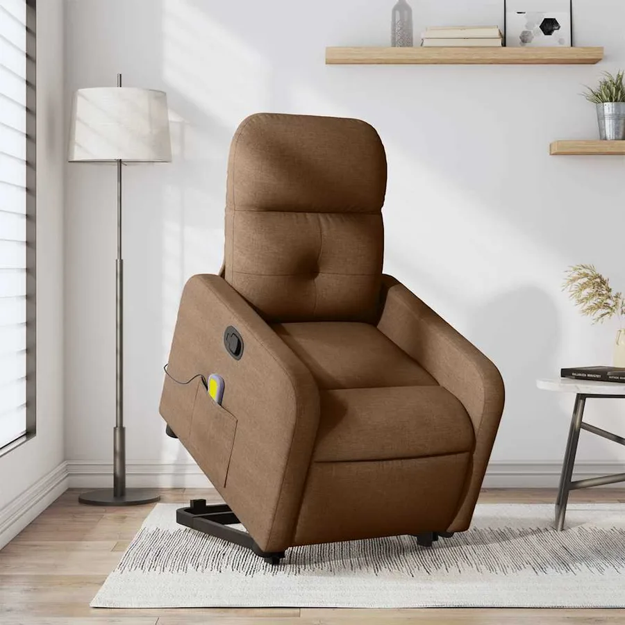 Fauteuil de massage inclinable Marron Tissu - 16