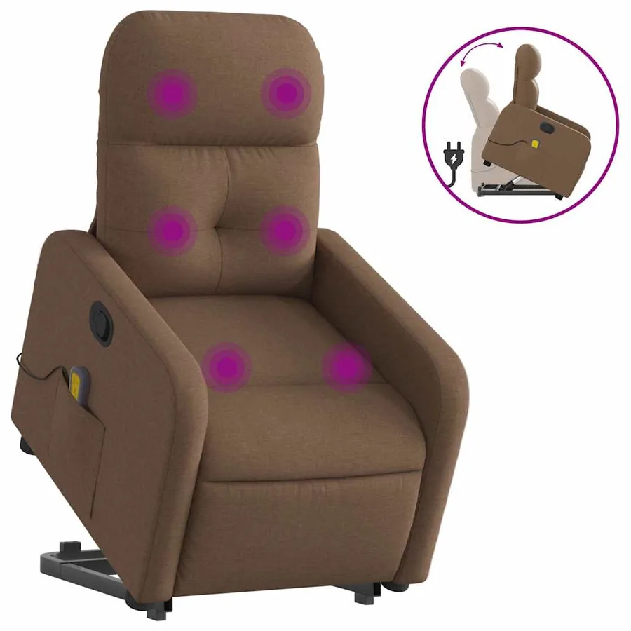 Fauteuil de massage inclinable Marron Tissu - 2