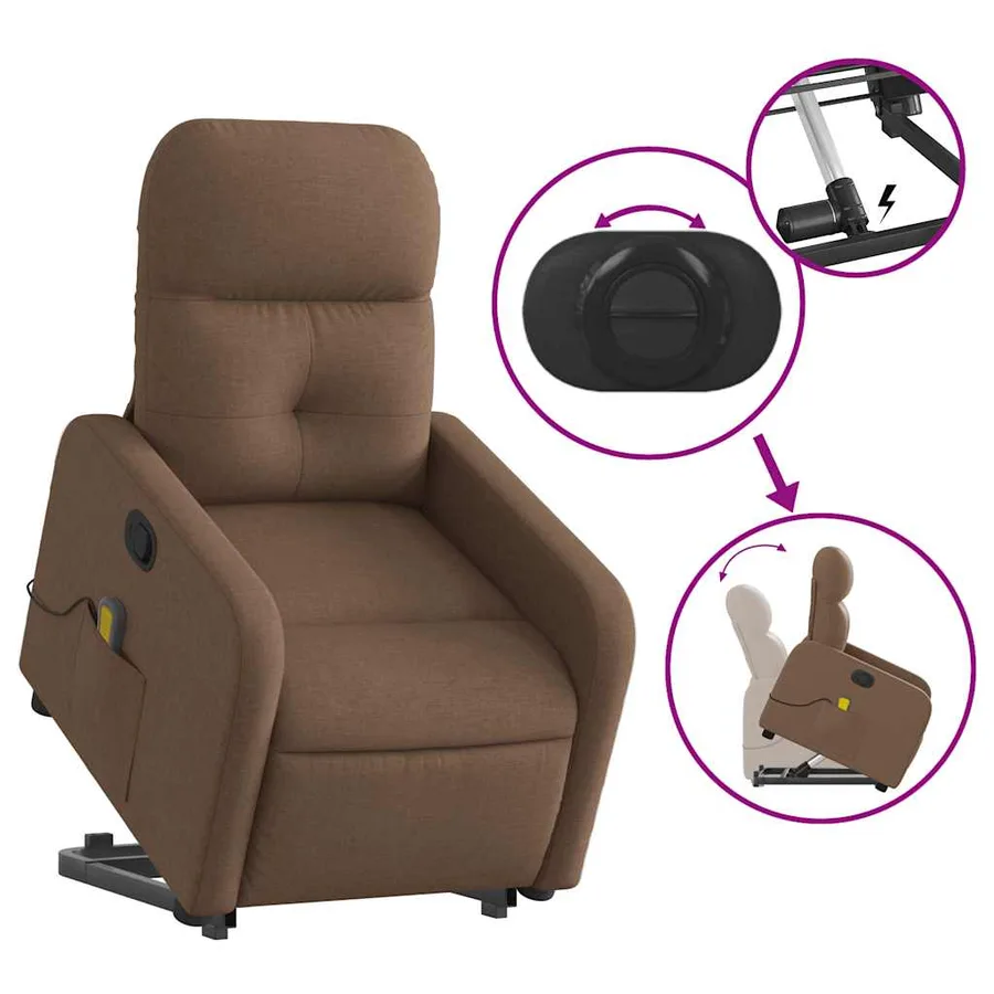 Fauteuil de massage inclinable Marron Tissu - 6