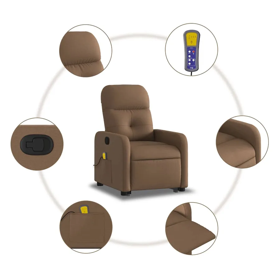 Fauteuil de massage inclinable Marron Tissu - 8