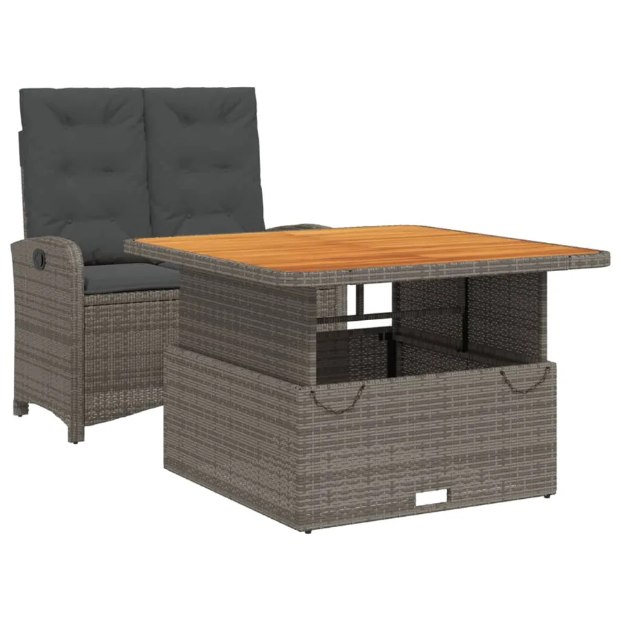 Ensemble à manger de jardin et coussins 2 pcs gris rotin - 2