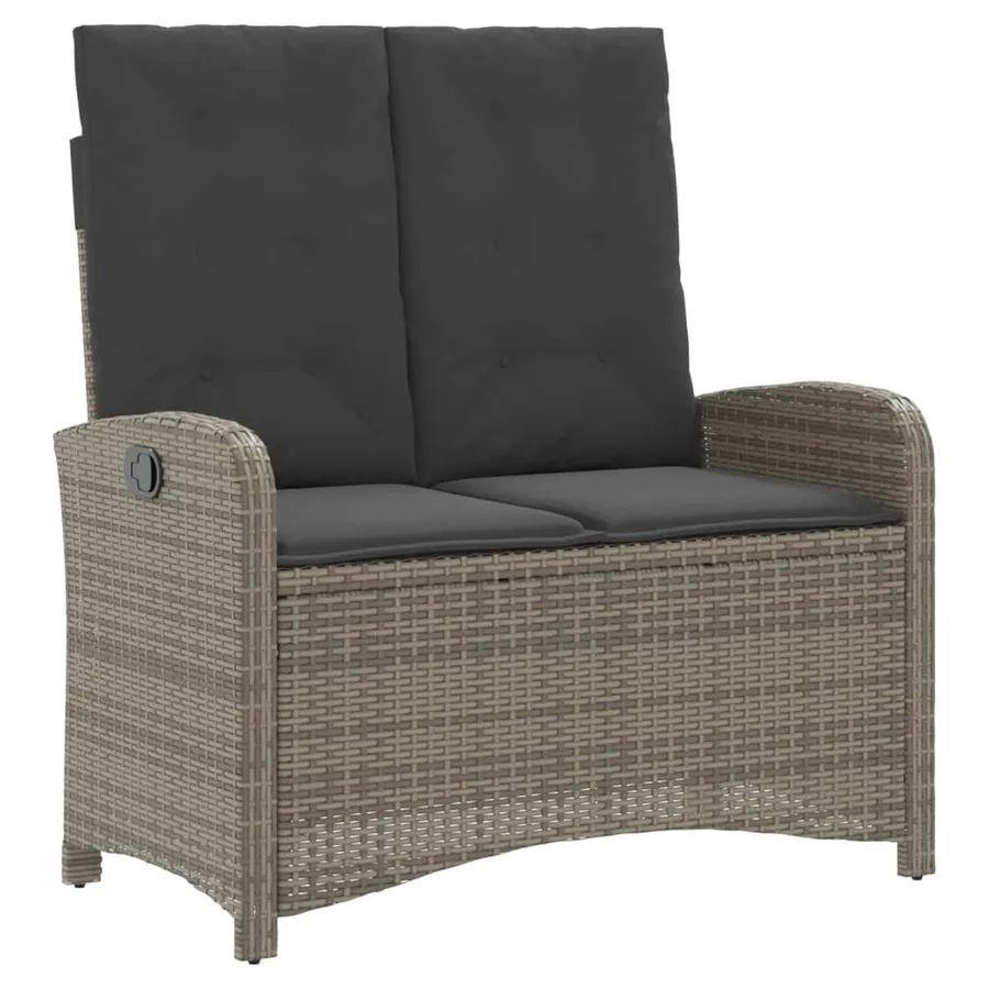 Ensemble à manger de jardin et coussins 2 pcs gris rotin - 6