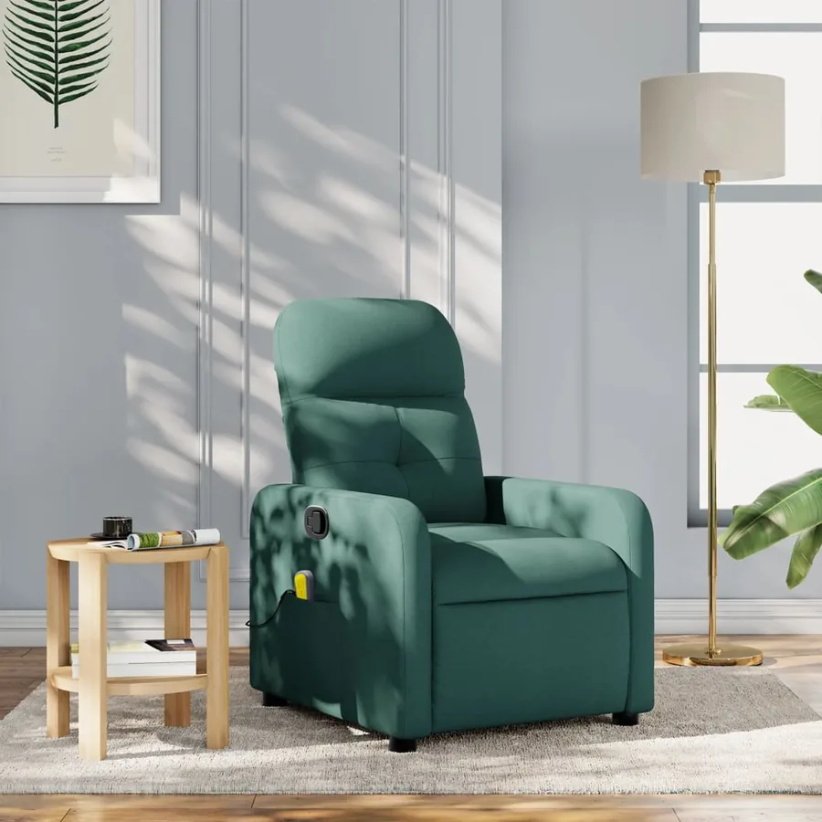 Fauteuil inclinable de massage vert foncé tissu
