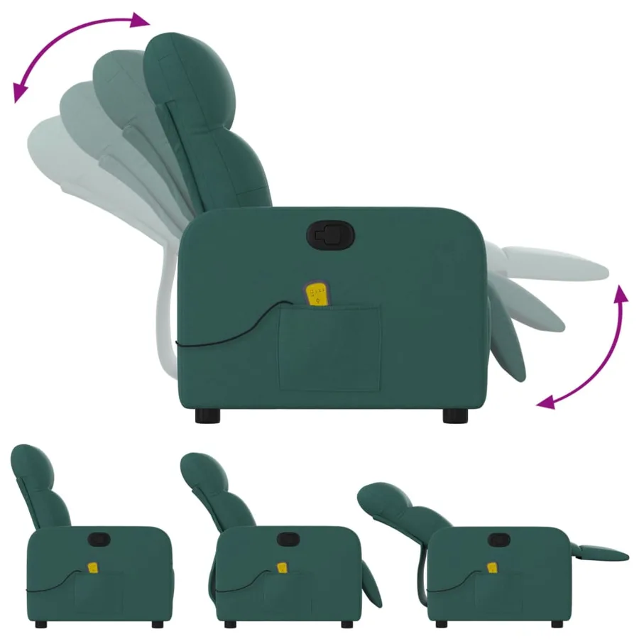 Fauteuil inclinable de massage vert foncé tissu - 5