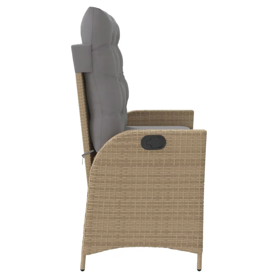 Banc inclinable de jardin avec coussins beige résine tressée - 4