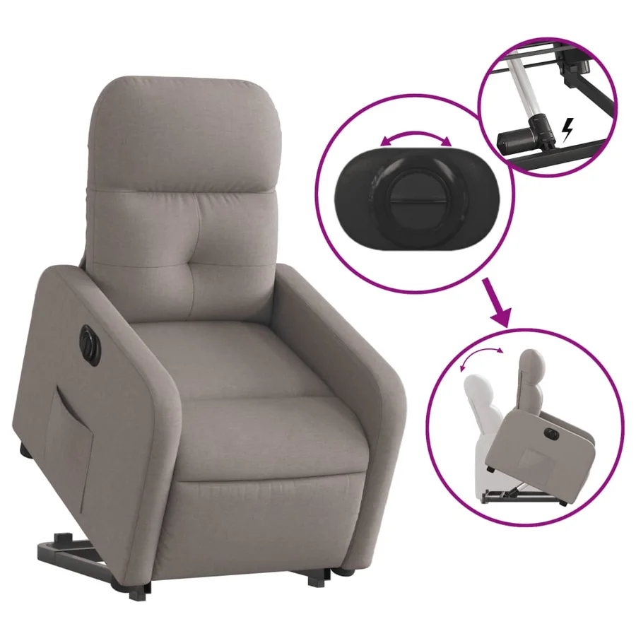 Fauteuil inclinable électrique taupe tissu - 10