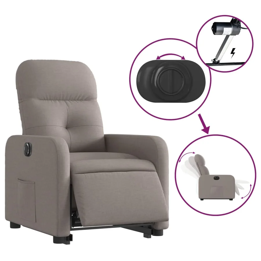 Fauteuil inclinable électrique taupe tissu - 5