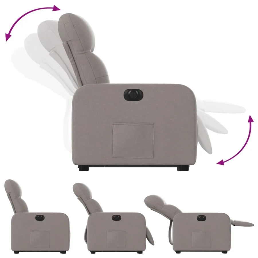 Fauteuil inclinable électrique taupe tissu - 6