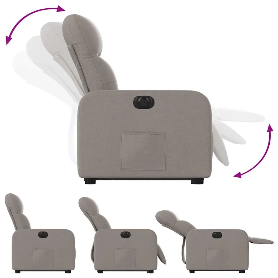Fauteuil inclinable électrique taupe tissu - 7