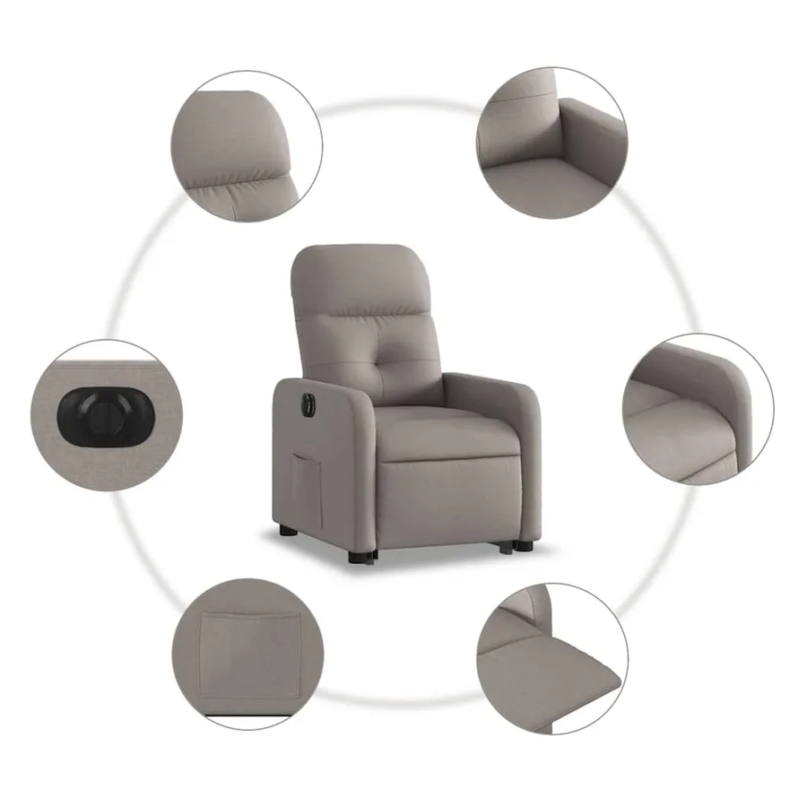 Fauteuil inclinable électrique taupe tissu - 8