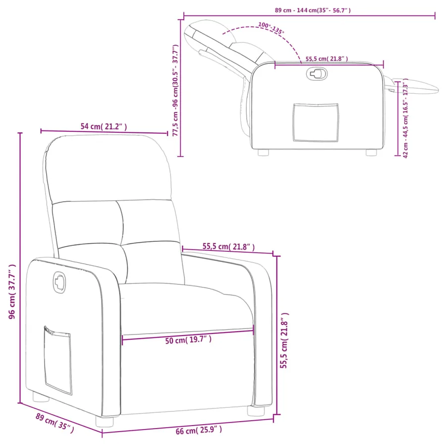 Fauteuil inclinable Noir Tissu - 11