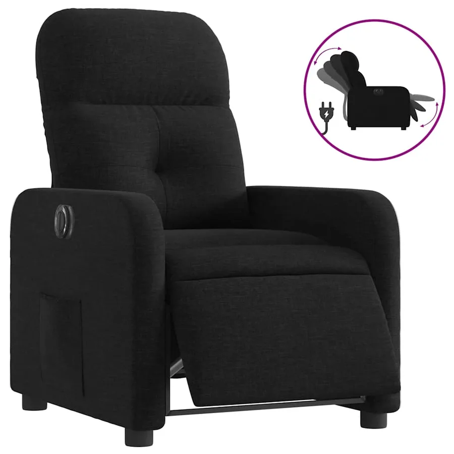 Fauteuil inclinable électrique Noir Tissu - 2