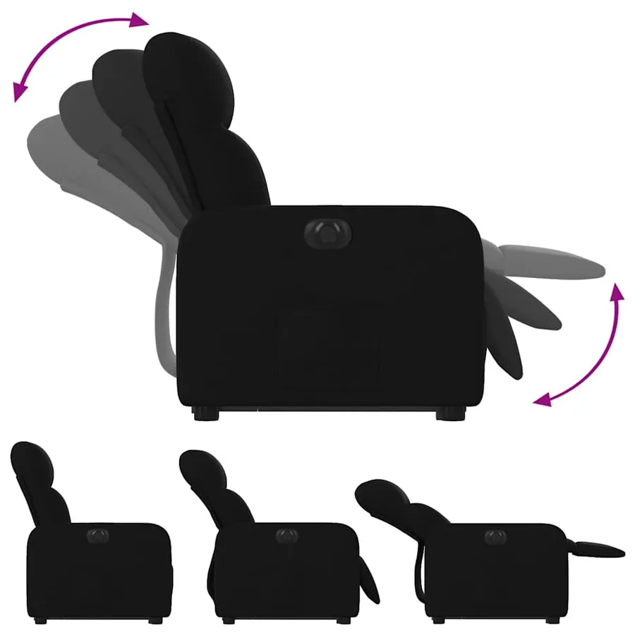 Fauteuil inclinable électrique noir tissu - 7