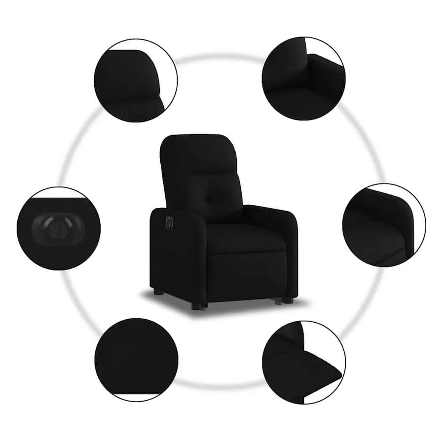 Fauteuil inclinable électrique noir tissu - 8