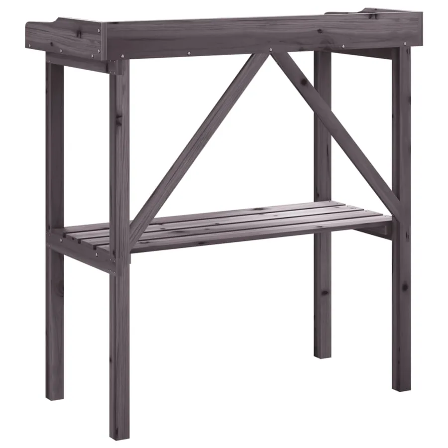 Table à plantes avec étagère gris 78x38x82,5 cm bois de sapin - 6
