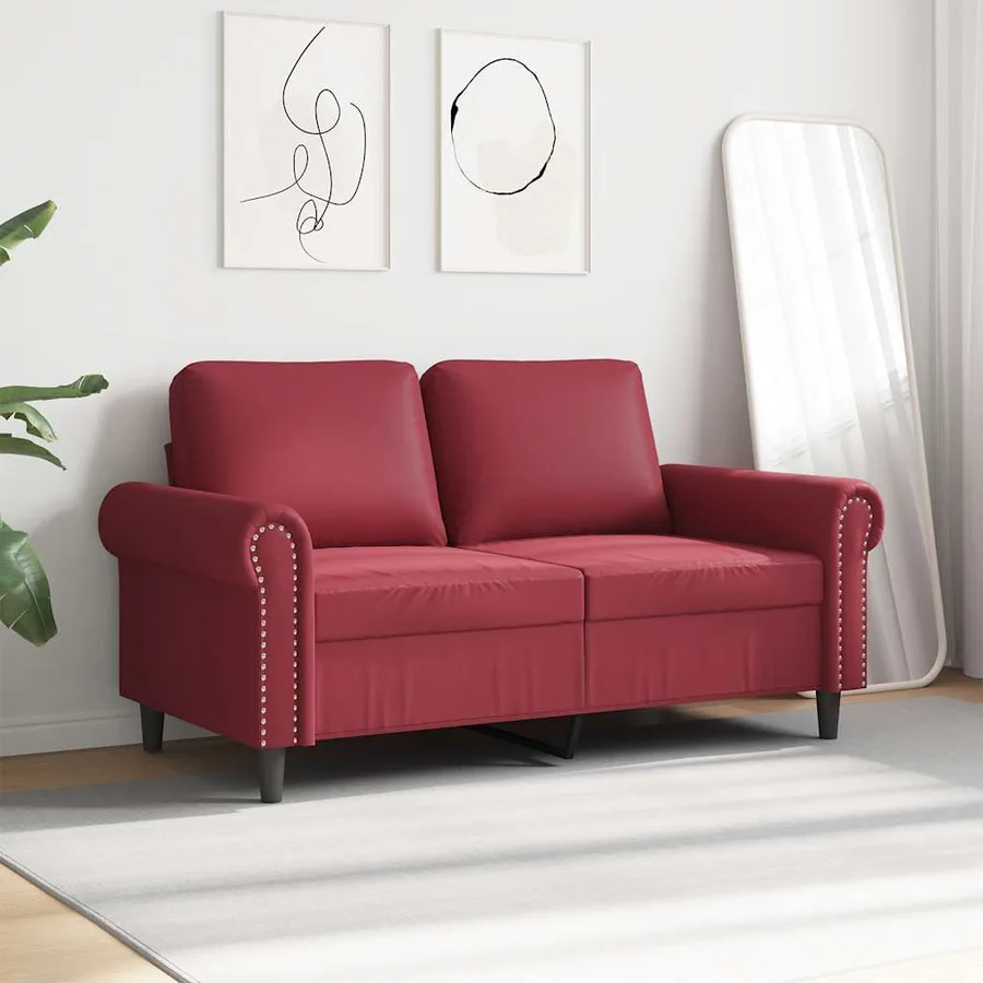 Canapé à 2 places Rouge bordeaux 120 cm Similicuir - 3