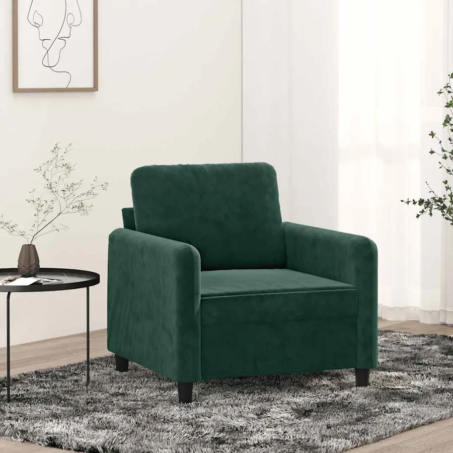 Fauteuil Vert foncé 60 cm Velours