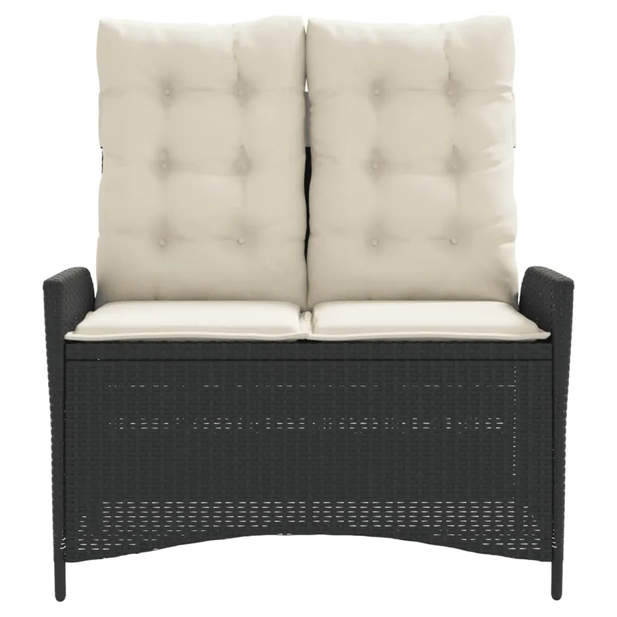Banc inclinable de jardin avec coussins noir résine tressée - 3